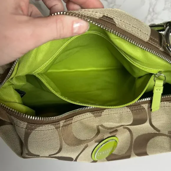 Coach Signature Stripe Khaki and Like Purse - Picture 12 of 13